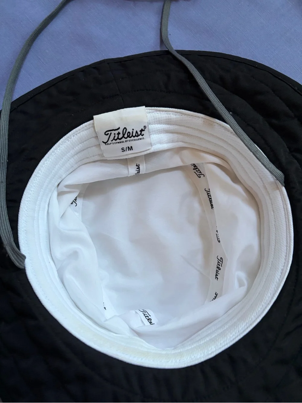 Titleist Cream Kids' Sun Hat with Black Trim and Chin Cord